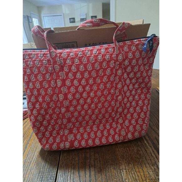 Vera Bradley Red White Blue Tote Bag Handbag  Retired Pattern Quilted Cotton - Picture 4 of 12